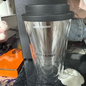 Saint Laurent Transparent Tumbler with Black Lid